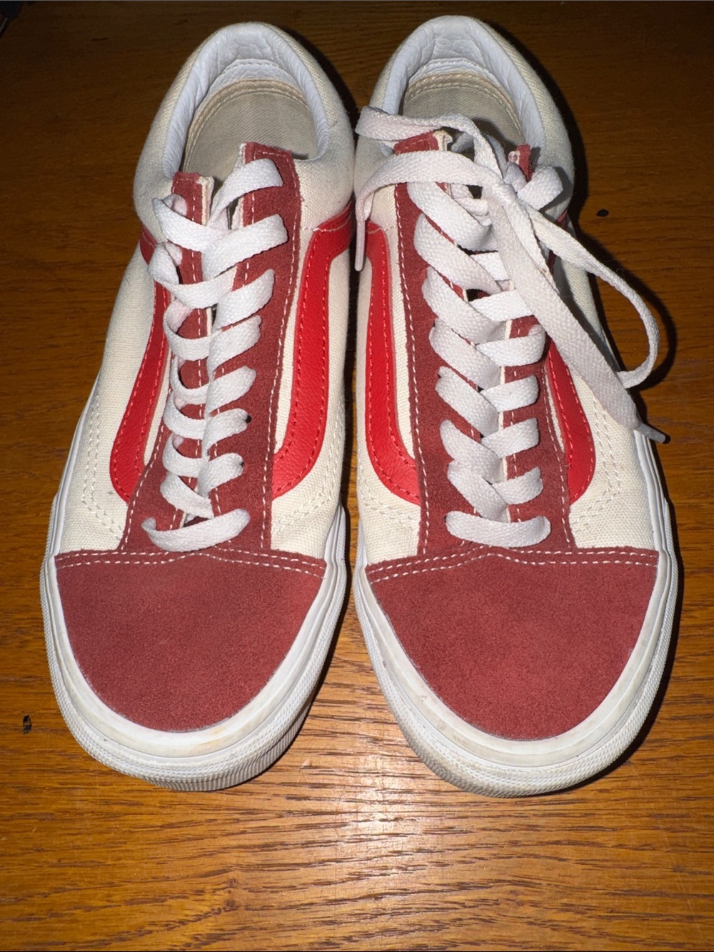 Vans Classic Low-Top Sneakers in Red and Cream